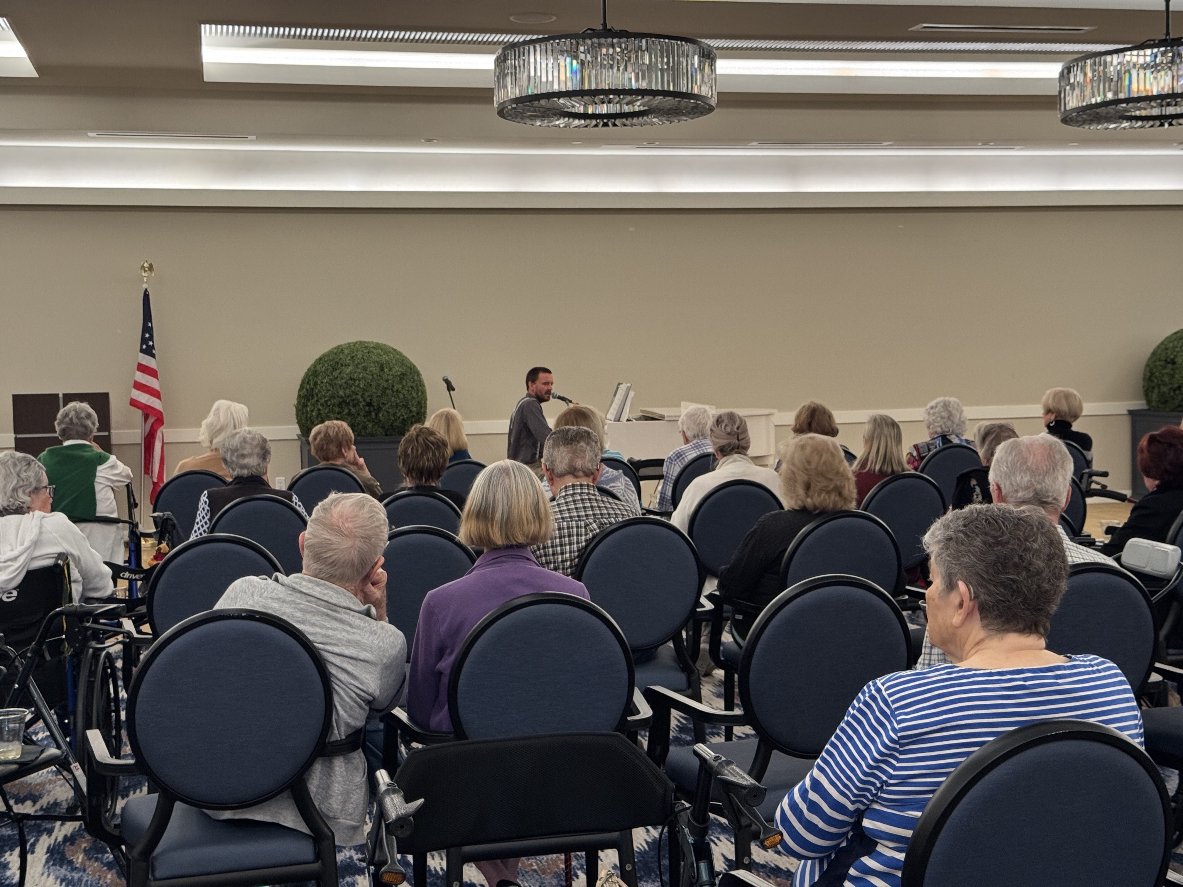 Levi performing live at a senior community